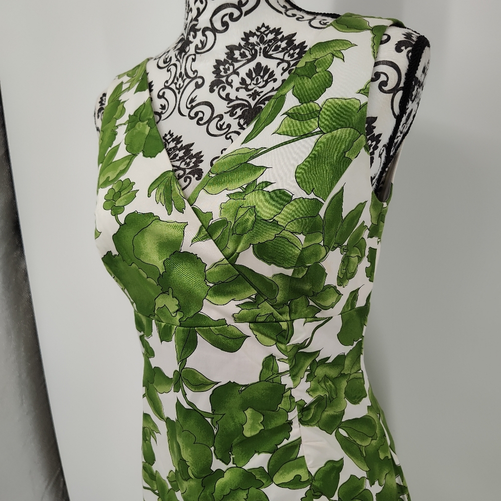 Donna Ricco Vintage Green Floral Sleeveless Midi Dress Size Women's 12P - Picture 3 of 6